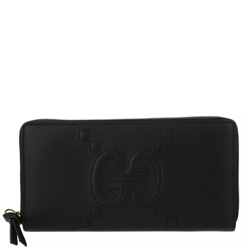 Gucci Wallet Embossed GG Black Portemonnaie mit Zip-Around-Reißverschluss
