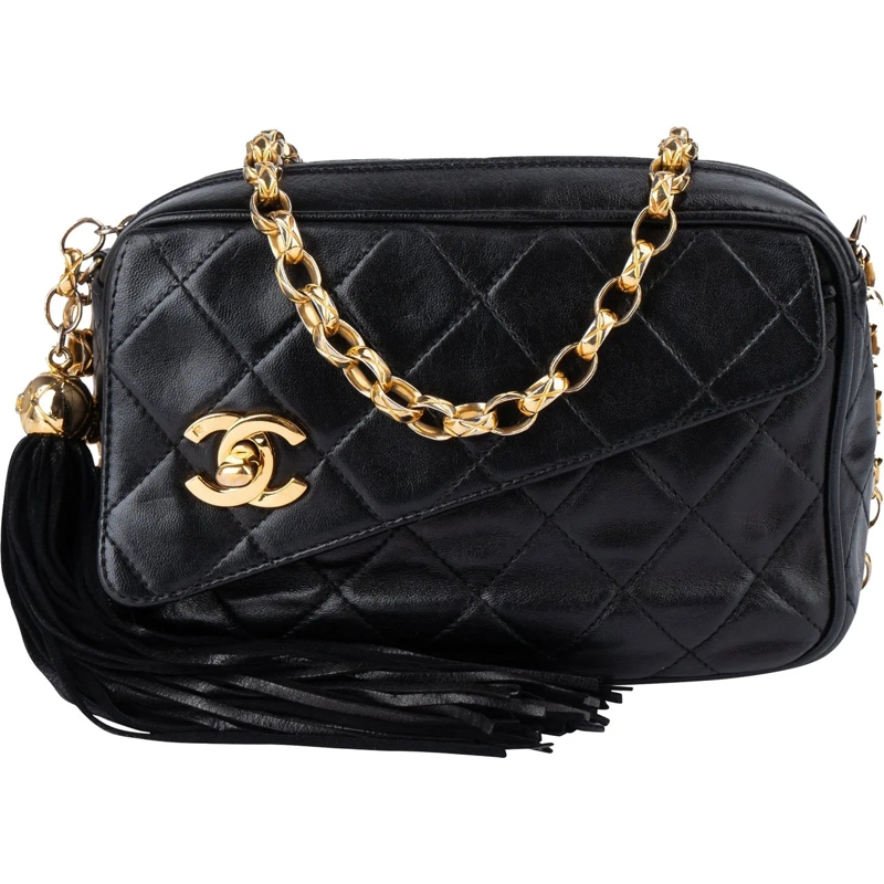 Chanel Tote Chanel Quilted Lambskin 24K Gold Camera Crossbody  schwarz