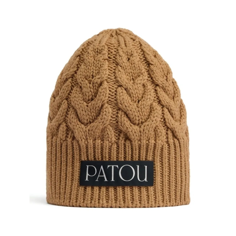 Patou Hut Cable Knit Hat Brown