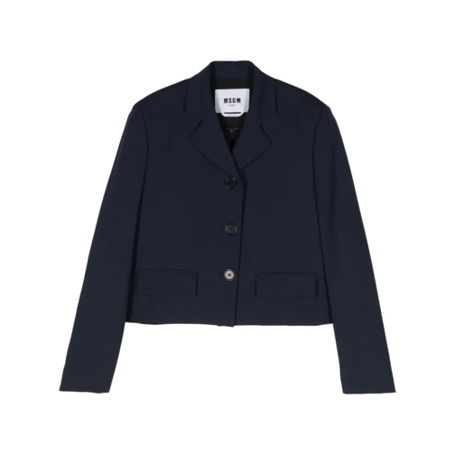 MSGM Blazer Navy Blue Short Jacket With Button Closure Blue