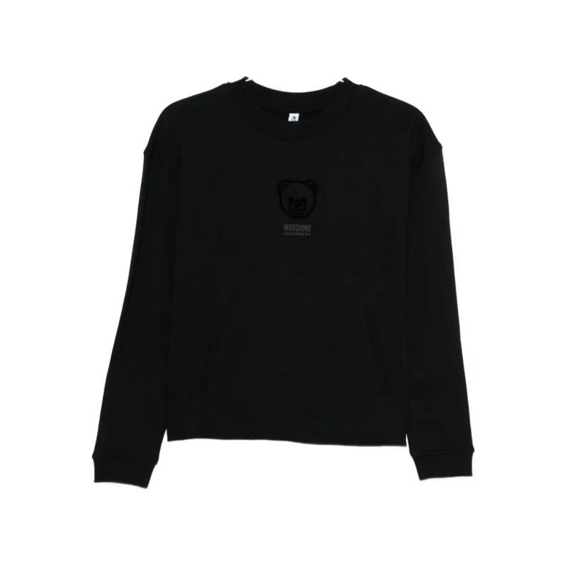 Moschino  Relaxed Fit Black Cotton Sweatshirt With Embroider Black