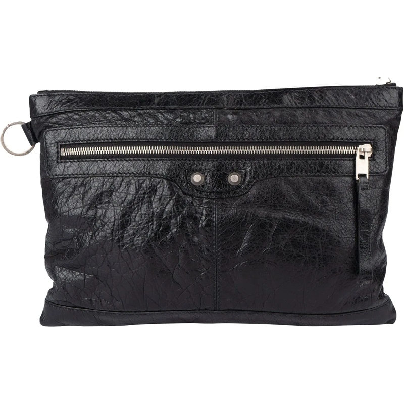 Balenciaga Tote Balenciaga Black Leather City Clutch schwarz