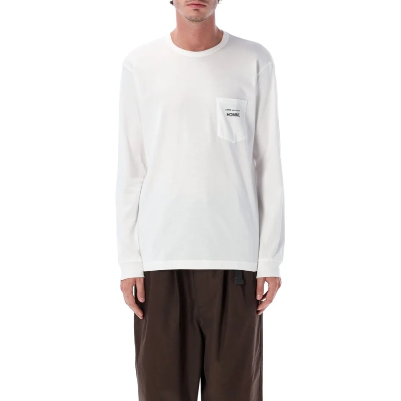 Comme des Garcons Langärmeliges Oberteil Cotton Long Sleeve T-Shirt White