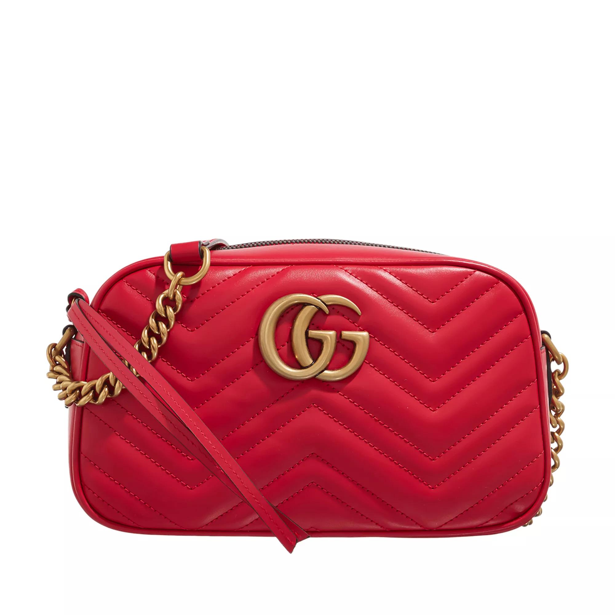 Gucci Small GG Marmont Shoulder Bag Matelass Leather Poppy Bright