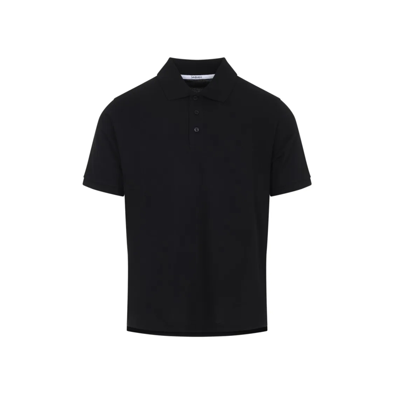 Saint Laurent Polohemd Black Cotton Polo Black