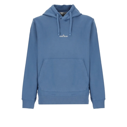 Stone Island Hoodie With Logo Blue Felpa con cappuccio