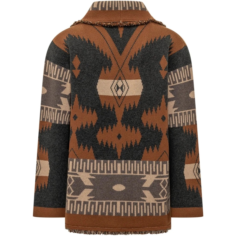 Alanui Pullover Cardigan Jacquard con Collo Sciallato mehrfarbig(Image 2)