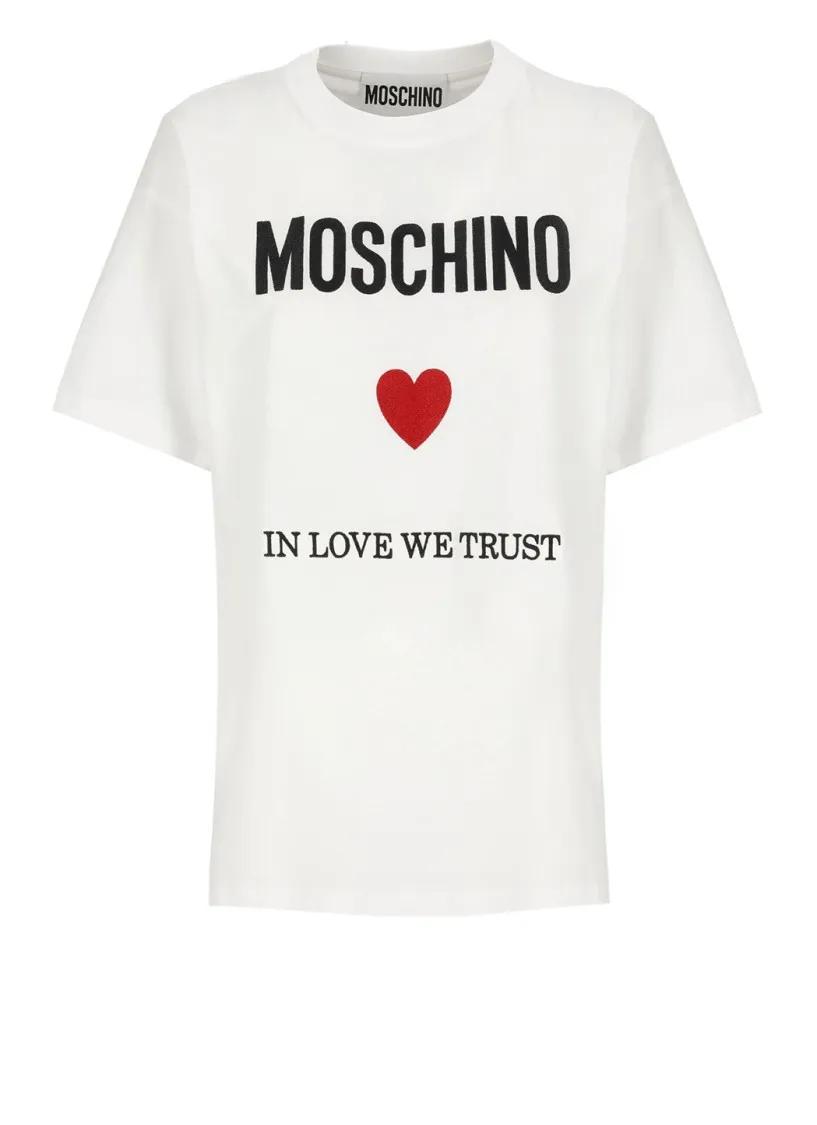 Thumbnail - Moschino - In Love We Trust T-Shirt - Größe 38 - weiß