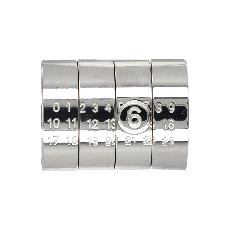 MM6 Maison Margiela Ring 4 Ring Modular Stacked Numeric Silver Ring Set Not Applicable