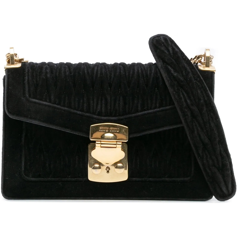 Miu Miu Sac à bandoulière Velluto Matelasse Confidential Chain Crossbody schwarz