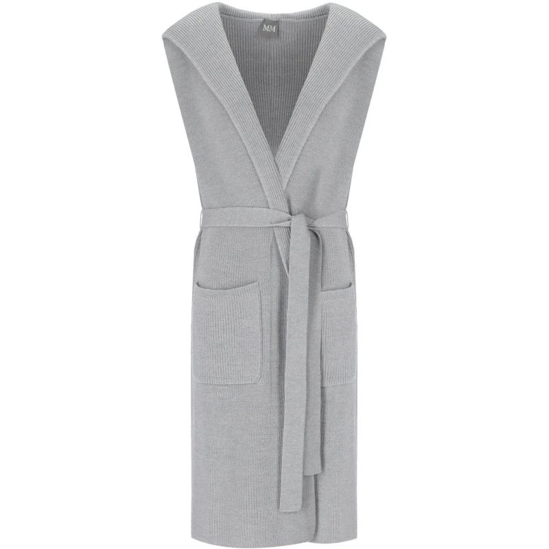 Max Mara  MM MAX MARA BADESSE GREY LONG SLEEVELESS CARDIGAN grau