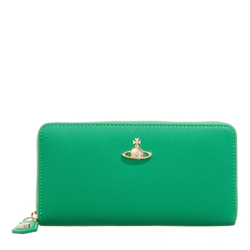 Vivienne Westwood Saffiano Cl Zip Round Wallet Bright Green Portafoglio con cerniera