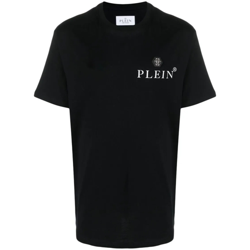 Philipp Plein T-Shirts Logo-Plaque Cotton T-Shirt Black