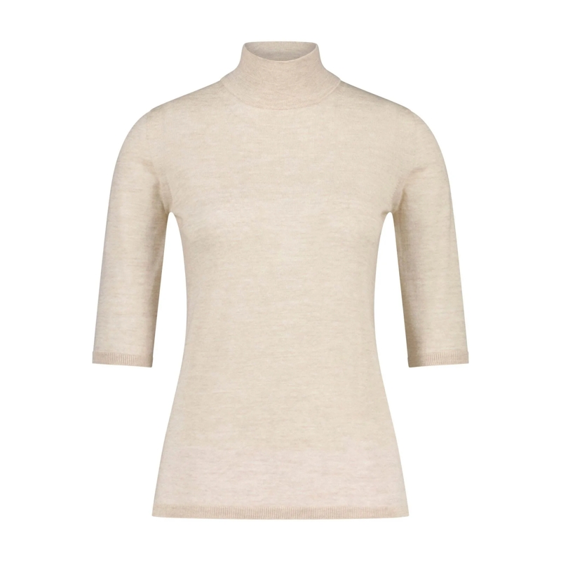 Max Mara Pull à col roulé Kurzarmpullover Ciriaco aus Schurwolle beige