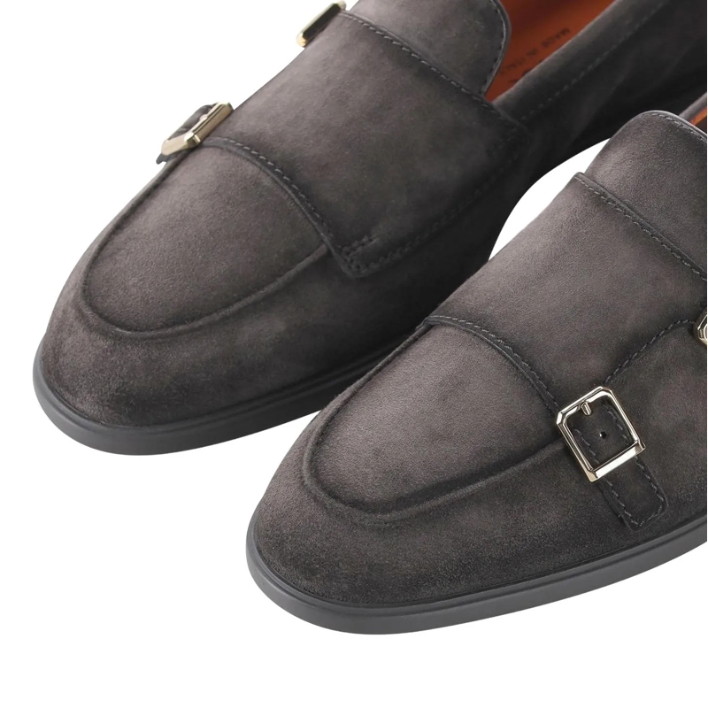 Santoni Schnürschuhe Doppel-Monkstraps aus Veloursleder grau(Image 3)