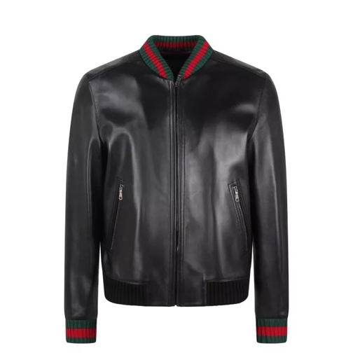 Gucci Web Leather Jacket Black 