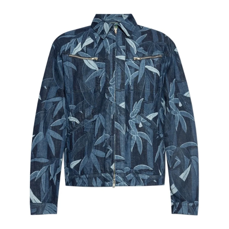 Kenzo Jeansjacke Indigo Blue Zip-Up Jacket Grey