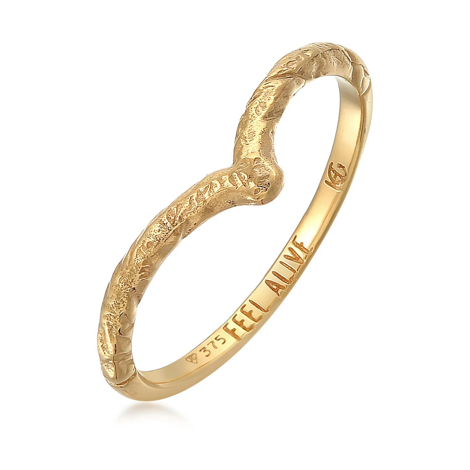 Haze & Glory Ringe - Ring V-Form Vintage - Feel Alive 375 Gelbgold - Gr. 52 MM - in Gold - für Damen