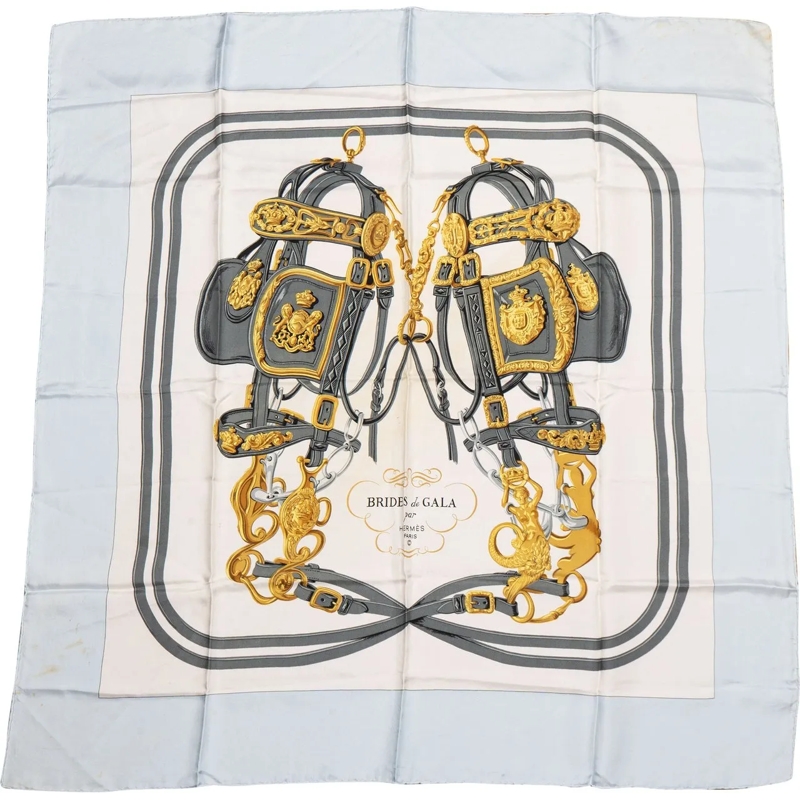 Hermès Wollschal Hermes Classic "BRIDE de GALA" Silk Carre 90 Scarf blau