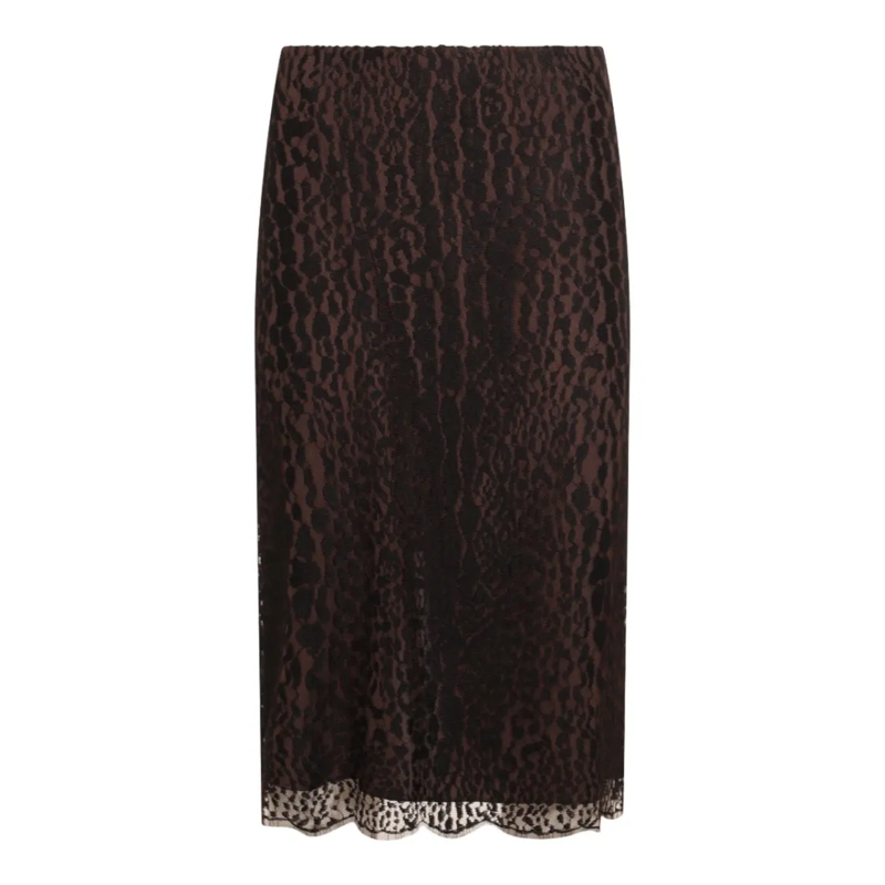 Tom Ford Midirok Midi Lace Skirt With Overlay Black