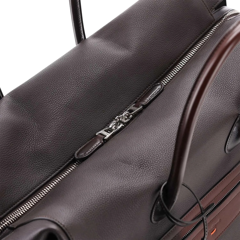 Santoni Schultertasche Weekender aus Leder braun(Image 4)