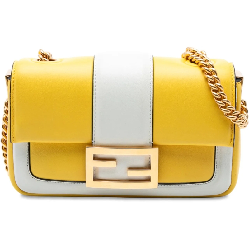 Fendi Sac à bandoulière Mini Bicolor Nappa Apolo Chain Baguette Shoulder B gelb
