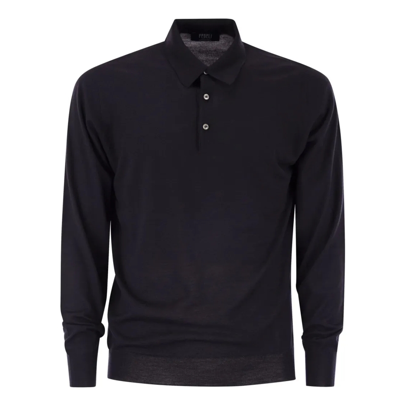 Fedeli Polohemd Virgin Wool Polo Shirt Blue