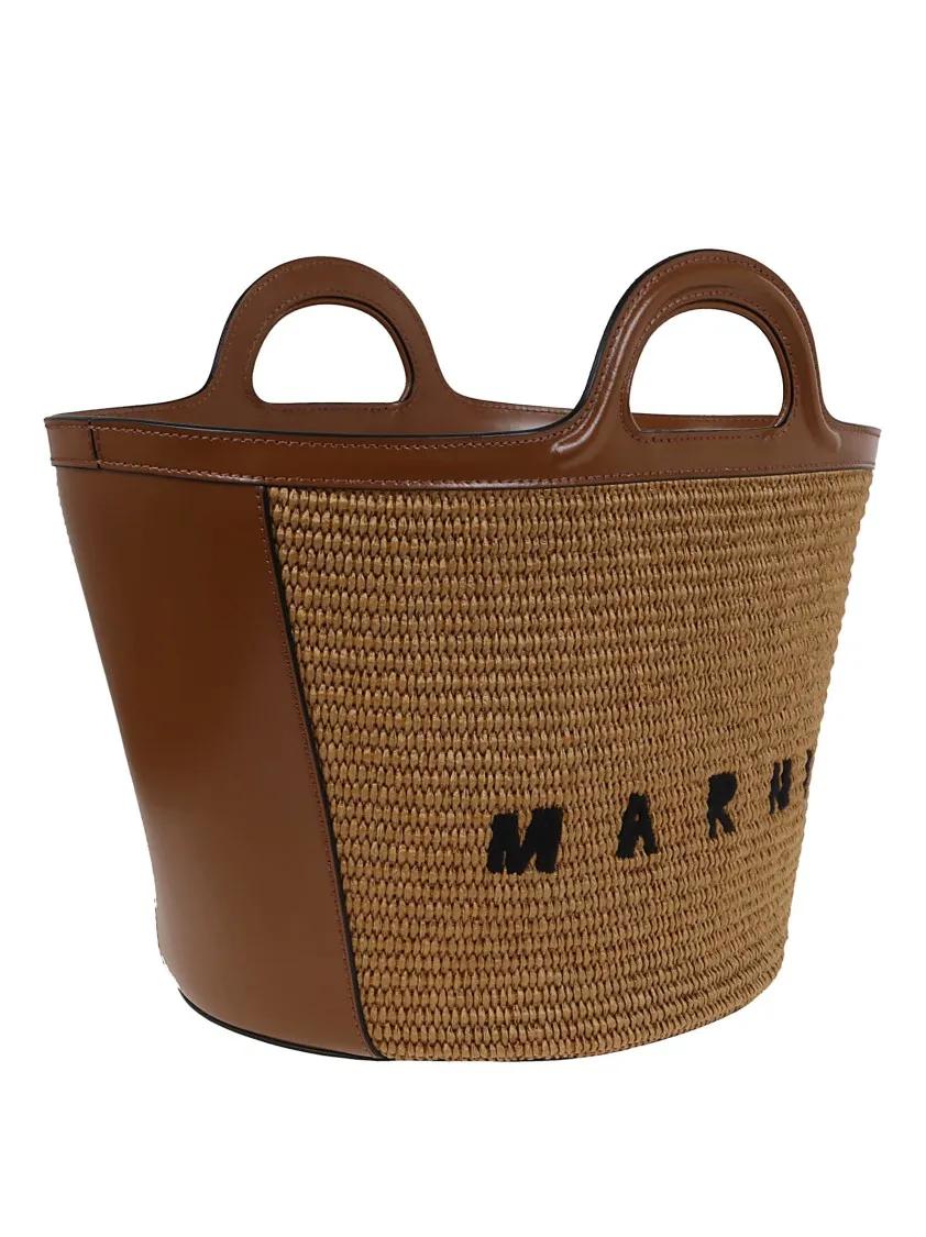 Marni Crossbody bags Small Tropicalia Handbag With Woven Raffia Panels in bruin