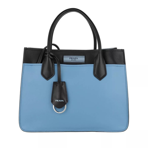 Prada Dual Bag Calfskin Azzurro/Nero Rymlig shoppingväska