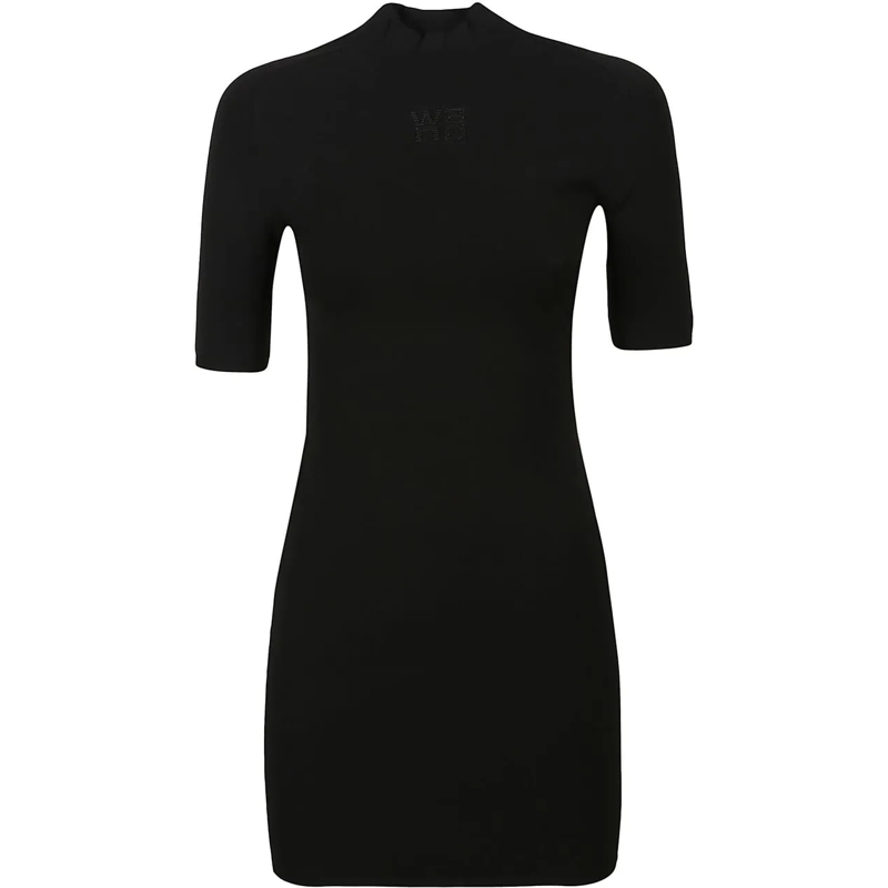 Alexander Wang Midikleid Printed High Density Logo Short Sleeve Mini Dress  schwarz
