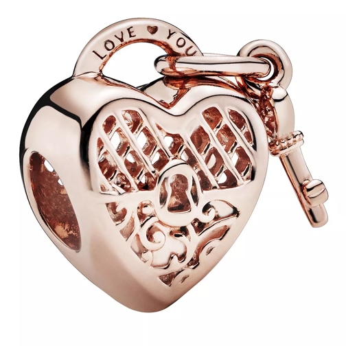 Pandora Love You Herz-Schloss Charm 14k Rose gold-plated unique metal blend Hänge
