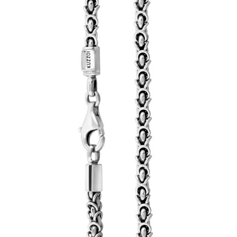 Kuzzoi Mittellange Halskette Halskette Herren Königskette Oxidiert Basic 925 Si silber(Image 4)
