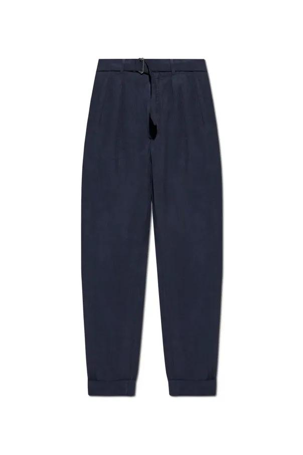 Thumbnail - Officine Generale - Tapered Blue Pants With Pleated Front - Größe 50 - blau