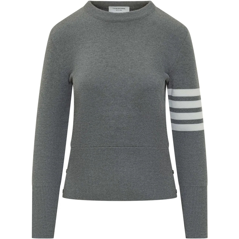 Thom Browne  Pullover Punto Milano Con Quattro Bande dunkelgrau