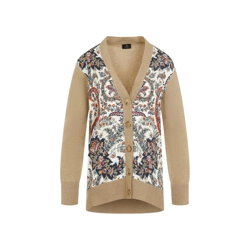 Etro Cardigan Paisley Camel Wool Cardigan Brown