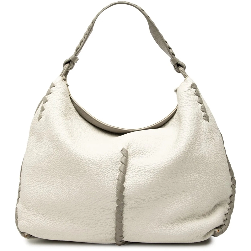 Bottega Veneta Sac à bandoulière Large Washed Cervo Deerskin Hobo weiß