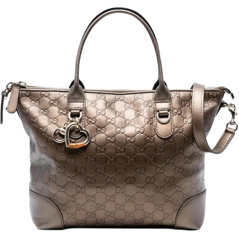 Gucci Sac à bandoulière Metallic Guccissima Heart Bit Tote braun