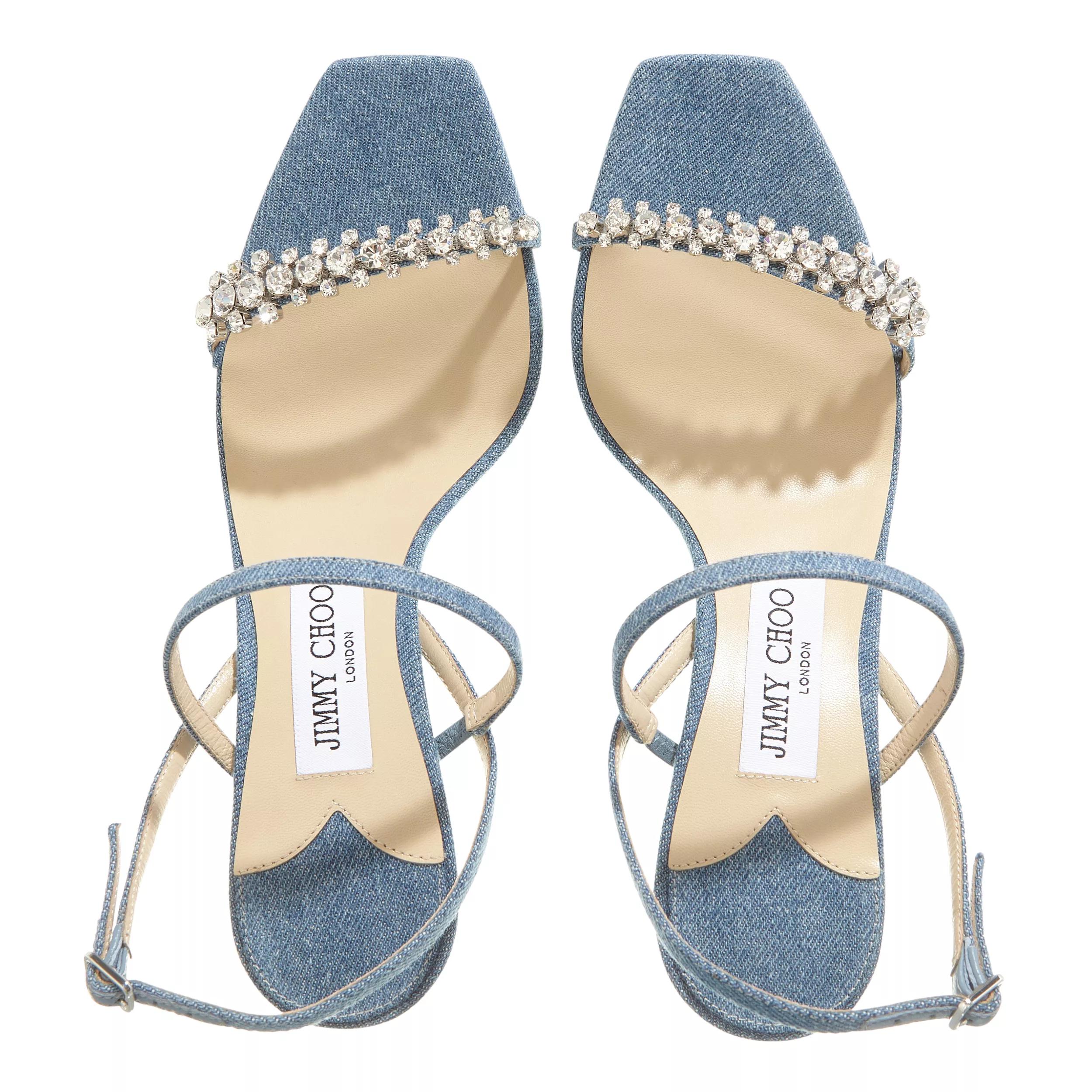 Jimmy Choo Meira 85 Sandals Denim Crystal Strappy Sandal