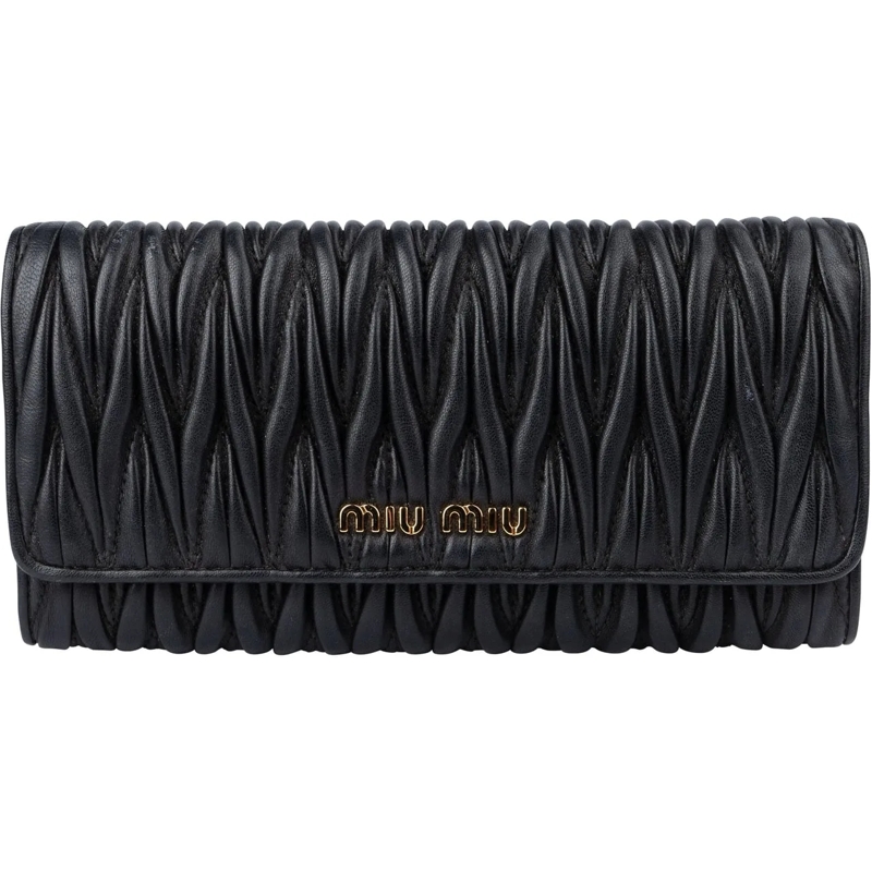 Miu Miu Geldbörse Miu Miu Quilted Leather Wallet schwarz