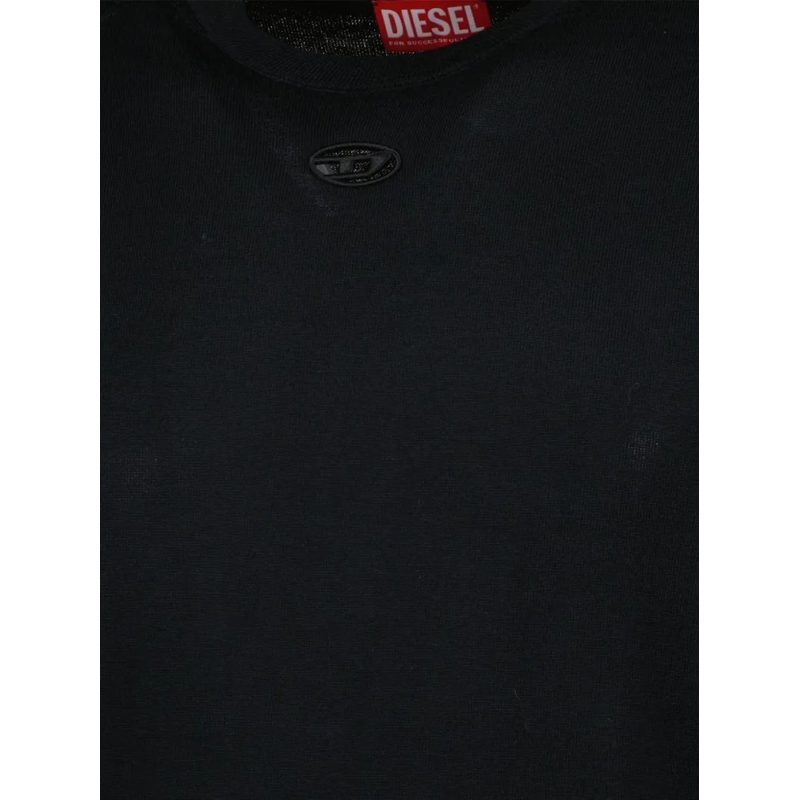 Diesel  Cut-Out Detail Black Crew Neck Sweatshirt Black