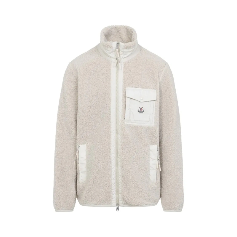Moncler  Zip Up Light Beige Polyamide Jacket Grey