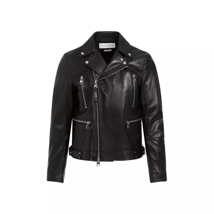 Alexander McQueen - Black Lamb Leather Biker Jacket - Größe 50 - black