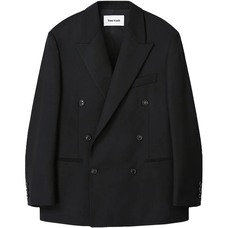 Tony Wack  Blazer Twill Double-Breasted Tailored Wool Nera schwarz