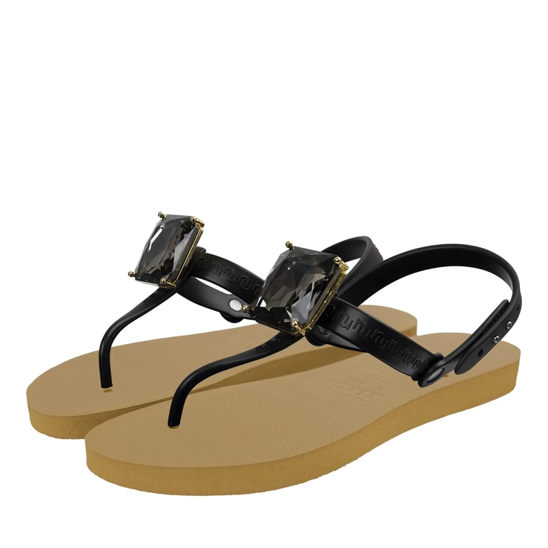 UZURII Flip Flops Zehentrenner Selena Diamond Silver gelb