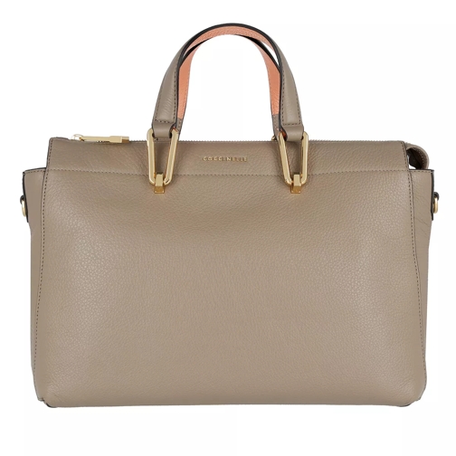 Coccinelle Liya Leather Tote Taupe Rymlig shoppingväska