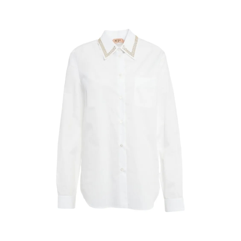 N°21 Overhemd Embroidered Collar Blouse With Chest Pocket White