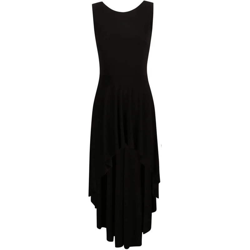 Norma Kamali Midikleid Hi Low Sleeveless Dress Black schwarz