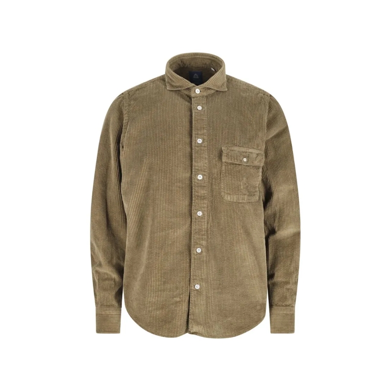 Finamore Hemd Classic Brown Button-Down Shirt With Traditional C Brown