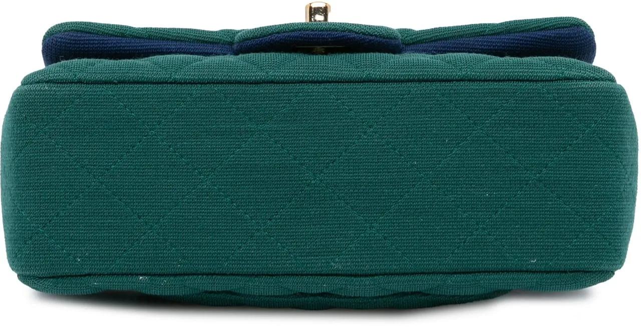 Chanel Shoppers Mini Rectangular Classic Jersey Single Flap in groen