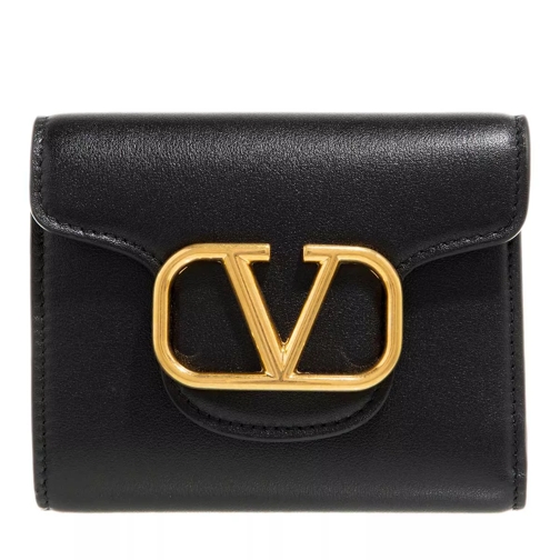 Valentino Garavani Wallet Leather Nero Portemonnaie mit Überschlag